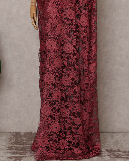 Pink French Chantilly Lace Saree | Regal