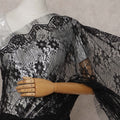 Jet Black French Chantilly Lace Saree