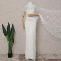 Cream White French Lace Saree Piece