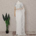 Cream White French Lace Saree Piece
