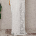 Cream White French Lace Saree Piece