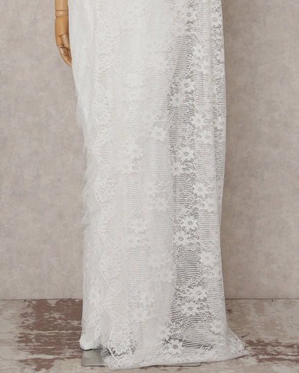 Cream White French Lace Saree Piece