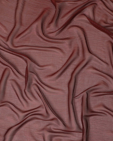 Maroon Plain Synthetic Chiffon Fabric 110 Cms Width India-D27745