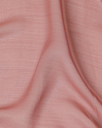 Peach Pink Plain Synthetic Chiffon Fabric 110 Cms Width India-D27753
