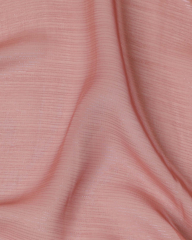 Peach Pink Plain Synthetic Chiffon Fabric 110 Cms Width India-D27753