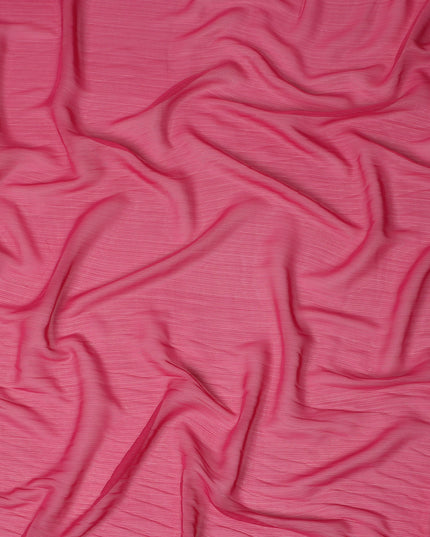 Hot Pink Plain Synthetic Chiffon Fabric 110 Cms Width India-D27750