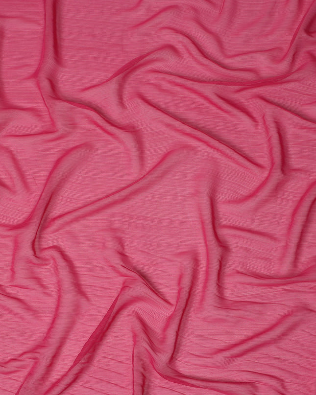Hot Pink Plain Synthetic Chiffon Fabric 110 Cms Width India-D27750