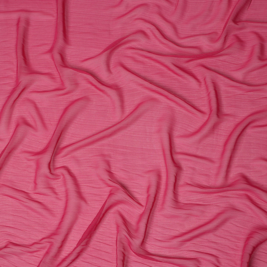 Hot Pink Plain Synthetic Chiffon Fabric 110 Cms Width India-D27750