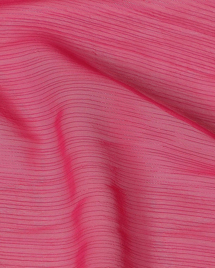 Hot Pink Plain Synthetic Chiffon Fabric 110 Cms Width India-D27750