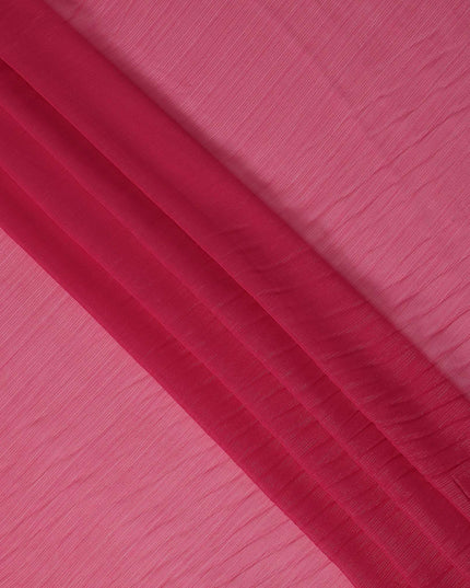 Hot Pink Plain Synthetic Chiffon Fabric 110 Cms Width India-D27750