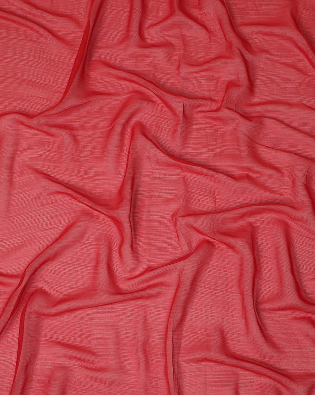Coral Plain Synthetic Chiffon Fabric 110 Cms Width India-D27746
