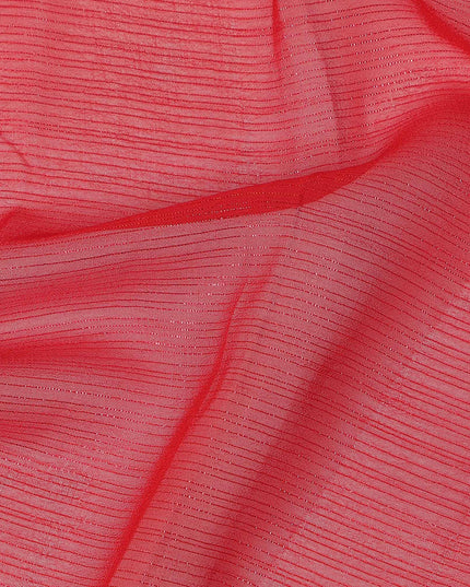 Coral Plain Synthetic Chiffon Fabric 110 Cms Width India-D27746