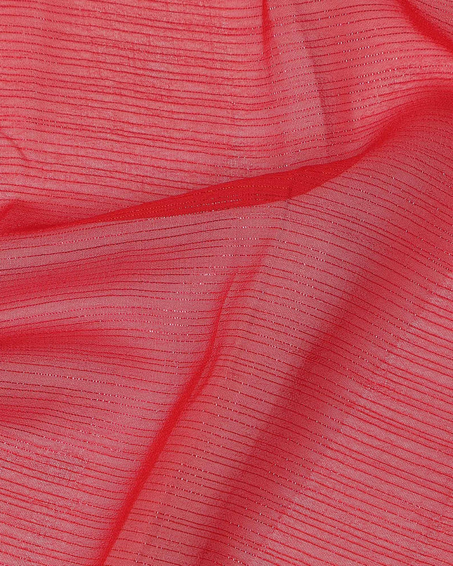 Coral Plain Synthetic Chiffon Fabric 110 Cms Width India-D27746