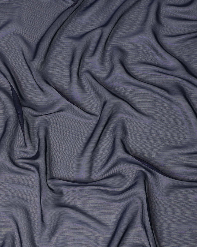 Navy Blue Plain Synthetic Chiffon Fabric 110 Cms Width India-D27747