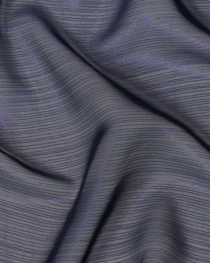 Navy Blue Plain Synthetic Chiffon Fabric 110 Cms Width India-D27747