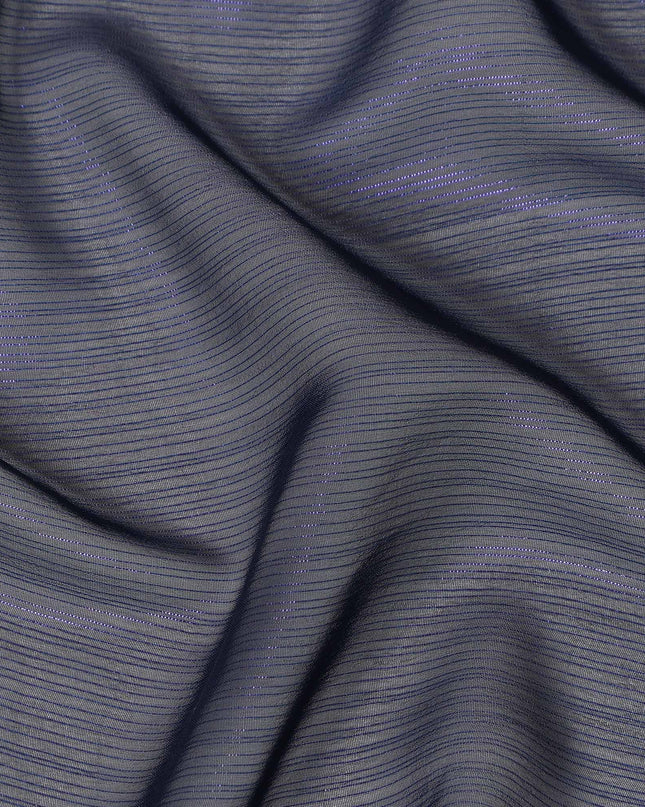 Navy Blue Plain Synthetic Chiffon Fabric 110 Cms Width India-D27747