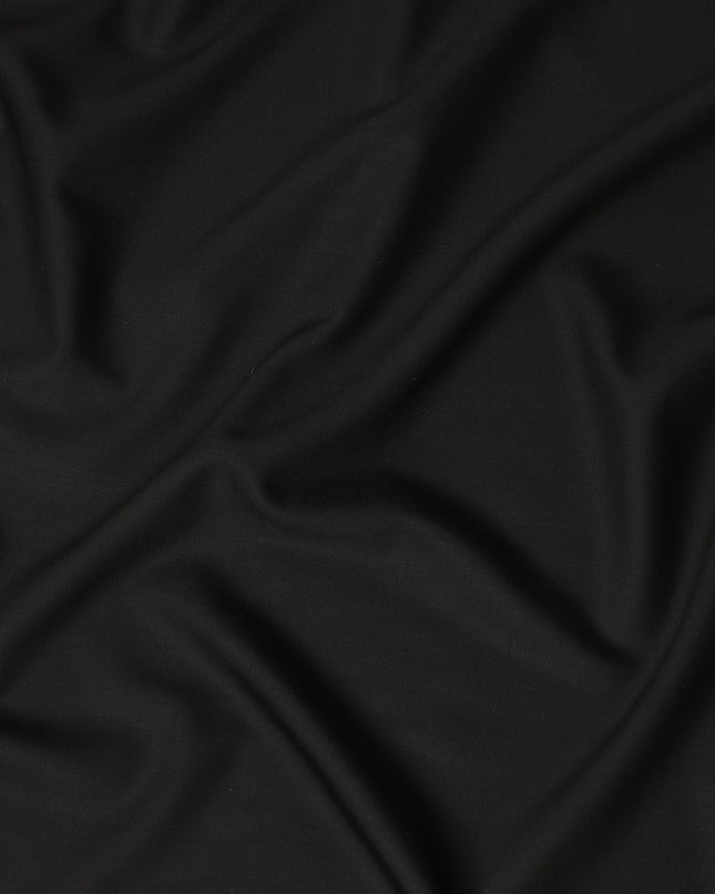 Black Solid Blended Wool Suiting Fabric 150 Cms Width Smooth Soft Durable Wrinkle Resistant Material for Formal Suits Trousers Blazers-D28612 - Regal Fabrics