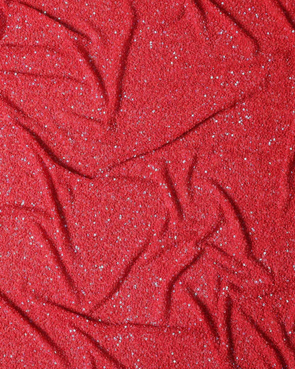 Scarlet Red Silk Georgette Sequin Fabric 110cm