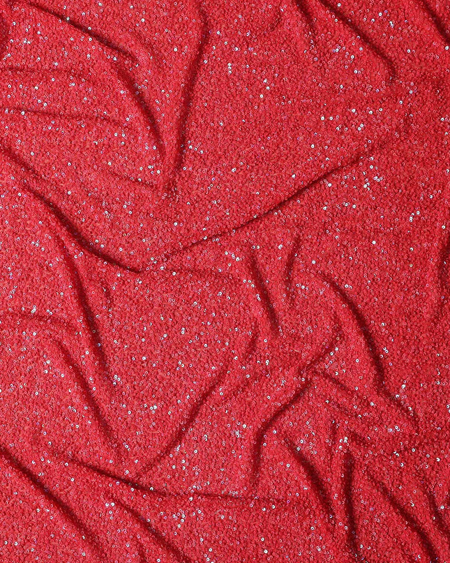 Scarlet Red Silk Georgette Sequin Fabric 110cm