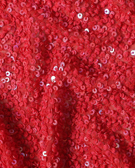 Scarlet Red Silk Georgette Sequin Fabric 110cm