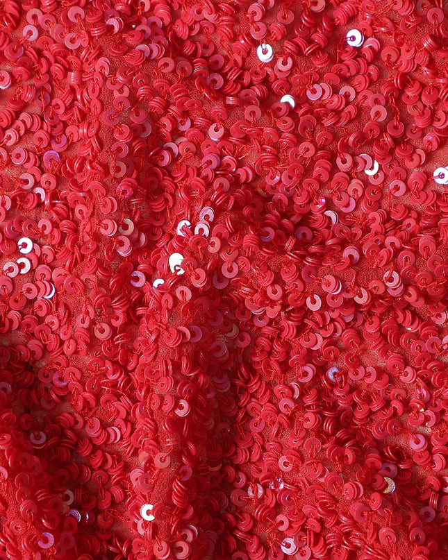 Scarlet Red Silk Georgette Sequin Fabric 110cm