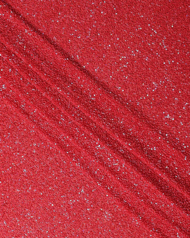 Scarlet Red Silk Georgette Sequin Fabric 110cm
