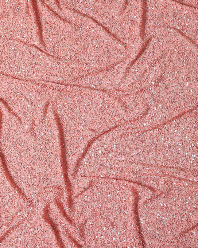Blush Pink Silk Georgette Sequin Fabric 110cm