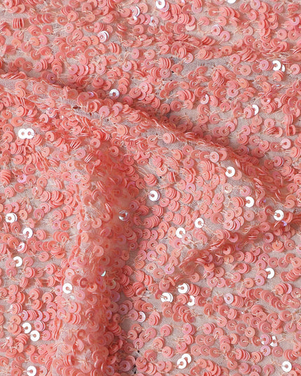 Blush Pink Silk Georgette Sequin Fabric 110cm