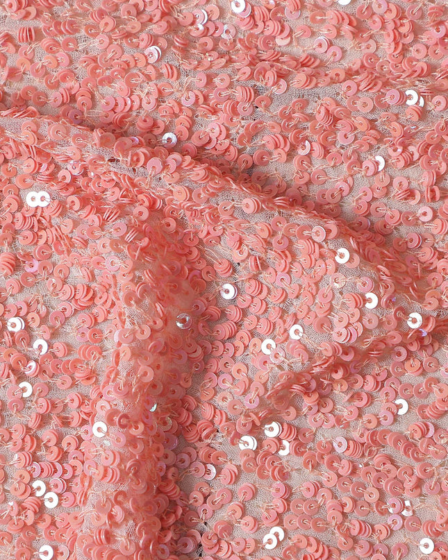 Blush Pink Silk Georgette Sequin Fabric 110cm