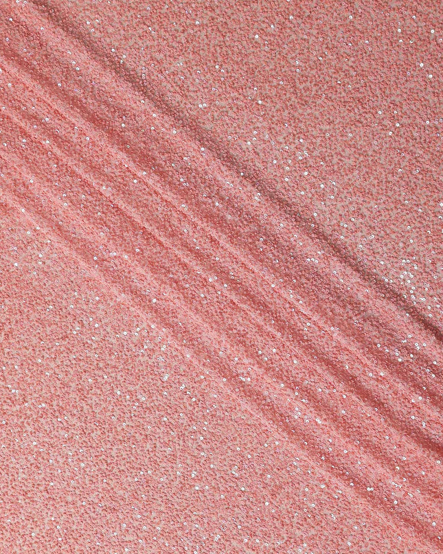 Blush Pink Silk Georgette Sequin Fabric 110cm
