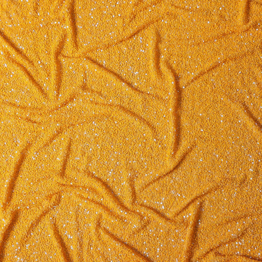 Marigold Yellow Silk Georgette Sequin Fabric 110cm