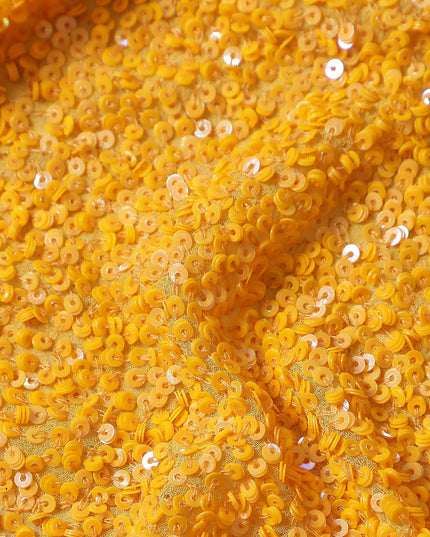 Marigold Yellow Silk Georgette Sequin Fabric 110cm