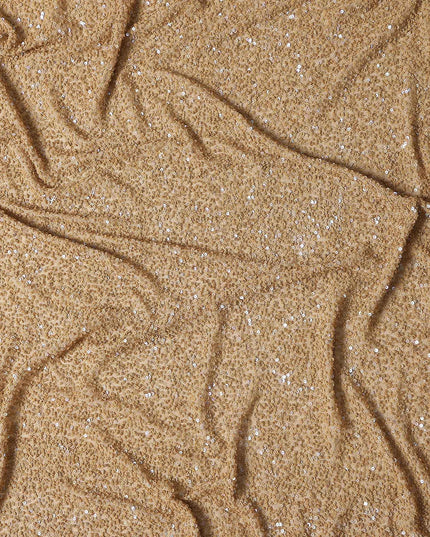 Camel Beige Silk Georgette Sequin Fabric 110cm