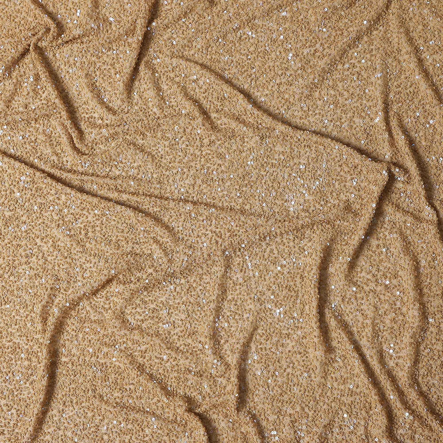 Camel Beige Silk Georgette Sequin Fabric 110cm