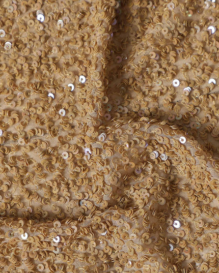 Camel Beige Silk Georgette Sequin Fabric 110cm