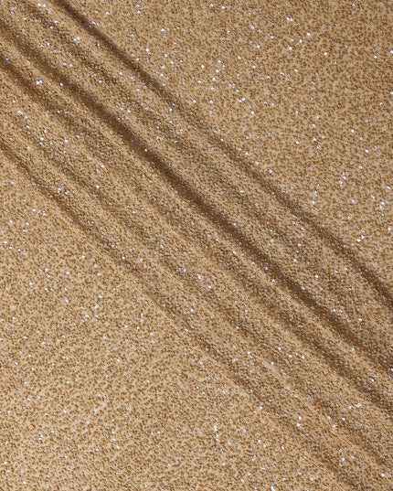 Camel Beige Silk Georgette Sequin Fabric 110cm
