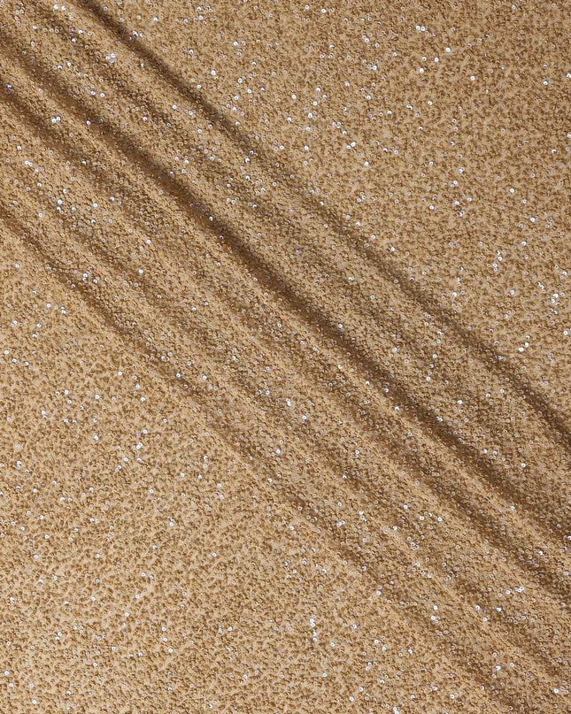 Camel Beige Silk Georgette Sequin Fabric 110cm