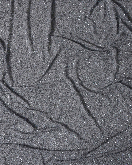 Charcoal Grey Silk Georgette Sequin Fabric 110cm