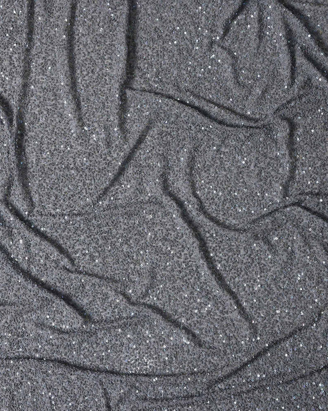 Charcoal Grey Silk Georgette Sequin Fabric 110cm