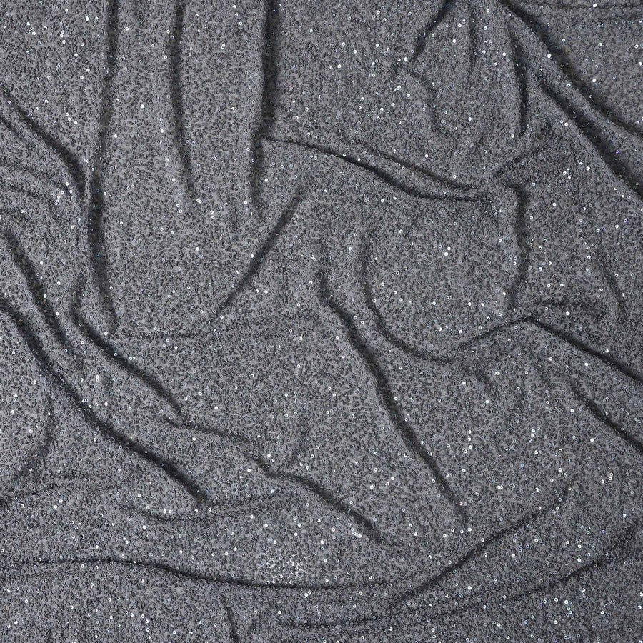 Charcoal Grey Silk Georgette Sequin Fabric 110cm