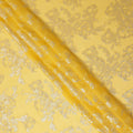 Lemon Yellow Silver Floral Metallic Lurex Silk Chiffon Fabric 110 Cms Wide, Made in South Korea-D27540