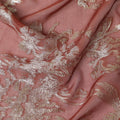 Dusty Rose Pink Silver Floral Metallic Lurex Silk Chiffon Fabric 110 Cms Wide, Made in South Korea-D27539