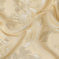 Beige Silver Floral Metallic Lurex Silk Chiffon Fabric 110 Cms Wide, Made in South Korea-D27541