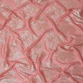 Peach Pink Silver Floral Metallic Lurex Silk Chiffon Fabric 110 Cms Wide, Made in South Korea-D27530 - Regal Fabrics