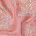 Peach Pink Silver Floral Metallic Lurex Silk Chiffon Fabric 110 Cms Wide, Made in South Korea-D27530 - Regal Fabrics