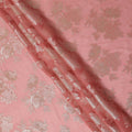 Peach Pink Silver Floral Metallic Lurex Silk Chiffon Fabric 110 Cms Wide, Made in South Korea-D27530 - Regal Fabrics