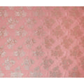 Peach Pink Silver Floral Metallic Lurex Silk Chiffon Fabric 110 Cms Wide, Made in South Korea-D27530 - Regal Fabrics