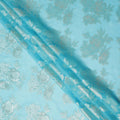 Aqua Blue Silver Floral Metallic Lurex Silk Chiffon Fabric 110 Cms Wide, Made in South Korea-D27531 - Regal Fabrics