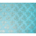 Aqua Blue Silver Floral Metallic Lurex Silk Chiffon Fabric 110 Cms Wide, Made in South Korea-D27531 - Regal Fabrics