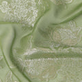 Sage Green Silver Floral Metallic Lurex Silk Chiffon Fabric 110 Cms Wide, Made in South Korea-D27532 - Regal Fabrics